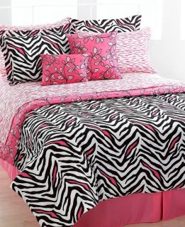 Jessica Sanders Zenia Zebra 8 Piece Full Reversible Comforter Set Pink