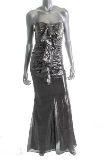 Jill Stuart New Silver Metallic Ruffled Formal Dress 8 BHFO