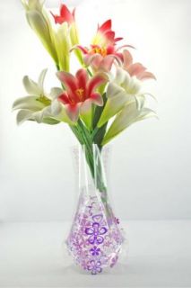 Purple Lilac Floral Printign Foldable Plastic Flower Vase aab 08