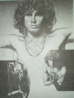 Jim Morrison Sketch Art Drawing Poster Print 17 x 22