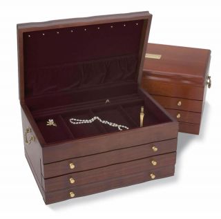 Athena Mahogany Jewelry Box Chest by Reed and Barton