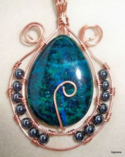Jewelry making kit instructions wire wrapped Azurite teardrop pendant
