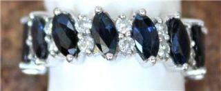 Wedding Ring Diamonds Saphir 18 K w Gold Size 7 3 4