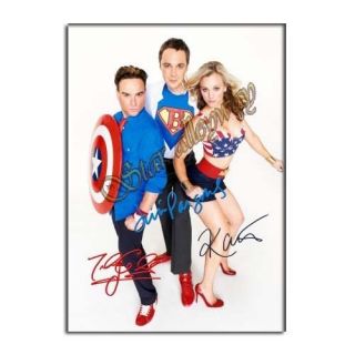  Theory Autograph Poster A4 Jim Parsons Kaley Cuoco PP Signed