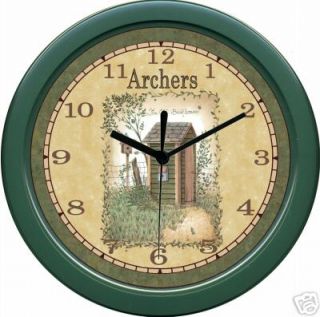 Personalized Green Wall Clock Country Outhouse Bath