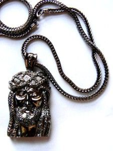 Black Gold Iced Out Jesus Piece Pendant Franco Chain