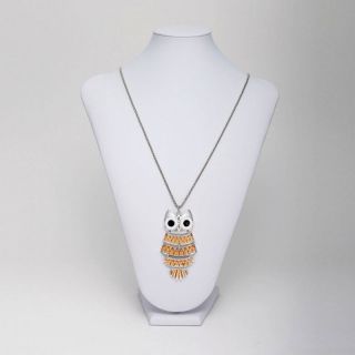 Fashion Jewelry Coffee Enamel Owl Pendant Necklace