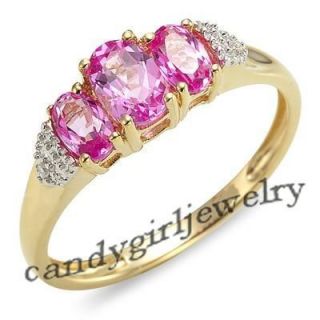 Jewelry Art Pink Sapphire Womans 10KT Yellow Gold Filled Ring Size 8