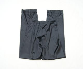 Jil Sander Black Silk Straight Leg Cuffed Pants Size 36 WP516SB