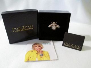 Joan Rivers Snowflakes Winter Bumble Bee Pin Brooch White and Goldtone