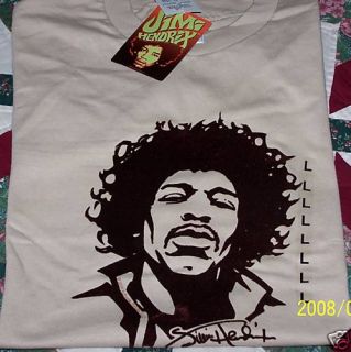 Jimi Hendrix T Shirt Size Large Color Tan New