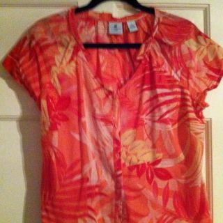  Womens Shirt with Short Sleeves by Caribbean Joe Size M 100% Cotton