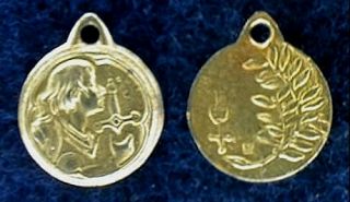 Antique Religious Medal Charm Joan of Arc Plaque DOr