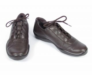 Prada Brown Leather Lace Up Athletic Trainers Sneaker Shoes Sz 39 9