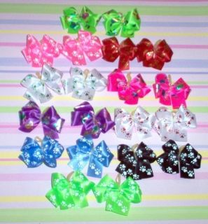 Dog Grooming Bows Double Looped Paw Print Dog Bows Yorkie Poodle Shih