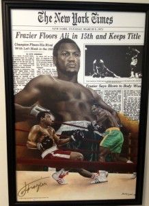 Joe Frazier Autographed Boxing Muhammad Ali Fight 24x32 Framed Canvas