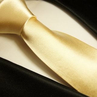 980 Necktie by Paul Malone Solid Gold Satin Feel 100 Silk Woven