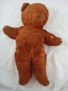 Vintage Antique Brown Fur Unjointed Teddy Bear 16