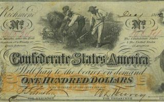 1862 $100 Confederate T 41 Beautiful XF Note