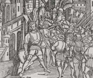 1505 Large Incunabula Woodcut Siege of A City