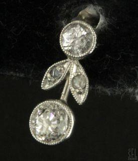 Antique Platinum Lovely Elegant 74ct Diamond Flower Earrings