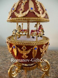  Imperial Romanov Musical Carousel Egg plays Johann Strauss BLUE DANUBE