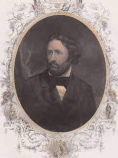 John C Fremont Explorer Rocky Mountains 1856 Hand Colored Portrait
