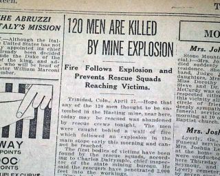 Hastings Mine Explosion Trinidad Co 1917 Old Newspaper