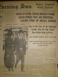 1306109WQ Titanic John Jacob Astor Body Found Apr 1912 Old Historic