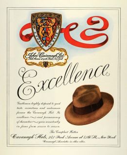 1945 Ad John Cavanagh Hat Fashion Millinery Hatter Gentleman Crest