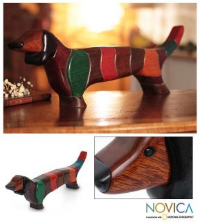 Cute Hand Carved Wood Puzzle Dachshund Art