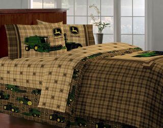 BRAND NEW JOHN DEERE BEDDING TRADITIONAL TRACTOR PLAID TWIN SIZE 4 PCS