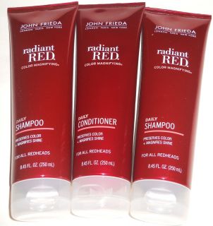 John Frieda Radiant Red Color Magnifying Shampoo Conditioner 3 Tubes