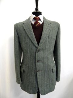 Mens John Edward Crowsher Tweed Wool Sport Jacket Blazer 38R Pin LS26