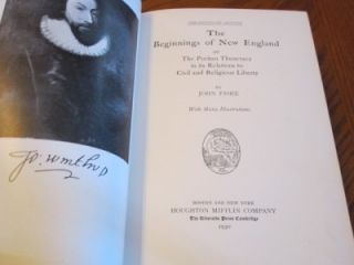 The Beginnings of New England with Many Illustrations by John Fiske 1930 HC  