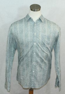 John Varvatos Star USA 100 Cotton Paisley Raw Edge Fitted Shirt XL  