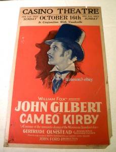 JOHN GILBERT CAMEO KIRBY WINDOW CARD 1923 JOHN FORD  