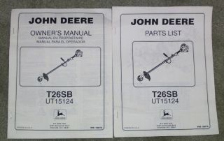 John Deere T26SB String Trimmer Parts List and Owners Manual  