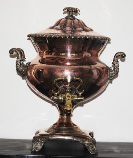 Victorian Copper Samovar Tea Urn by John Hall Co Manchester with Bone Handles  