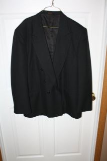 John Henry Athletic Fit Double Breasted Black Sport Coat Jacket Blazer 46 Long  