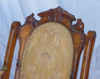 RARE Victorian Renaissance Walnut Carved Folding Chair with Dog's Arm  
