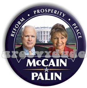 John McCAIN Sarah PALIN 2008 Pin Button White House President Political Campaign  