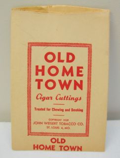 OLD HOME TOWN CIGAR CUTTINGS BAG JOHN WEISERT TOBACCO FACTORY NO 93 ST LOUIS  