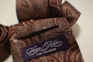Sean John Tie Brown Embroidered Paisley Perfect Cond  