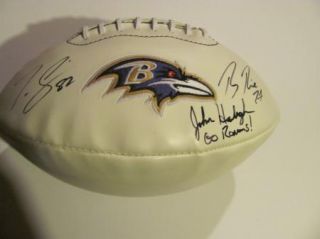 Torrey Smith Ray Rice John Harbaugh Ravens Autographed Logo Football  