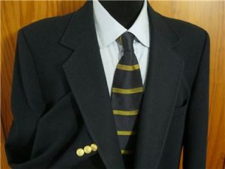 John Peel Classic Navy Blue Gold Button Heavy Wool Blazer Sport Coat Jacket 44L  
