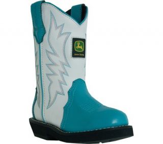 "John Deere Johnny Popper" Boots Girls Cowboy Shoe Toddler Turquoise  