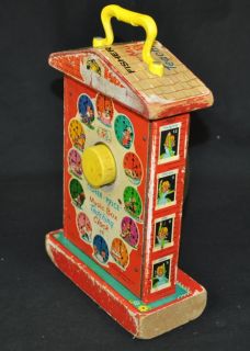 1968 Vintage Fisher Price Music Box Teaching Clock Toy  