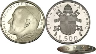 Elf Vatican City 500 Lire 1979 Silver Pope John Paul II  