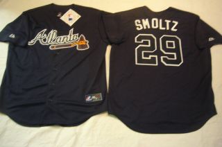 Majestic Atlanta Braves John Smoltz Sewn Baseball Jersey Blue Size Choice  